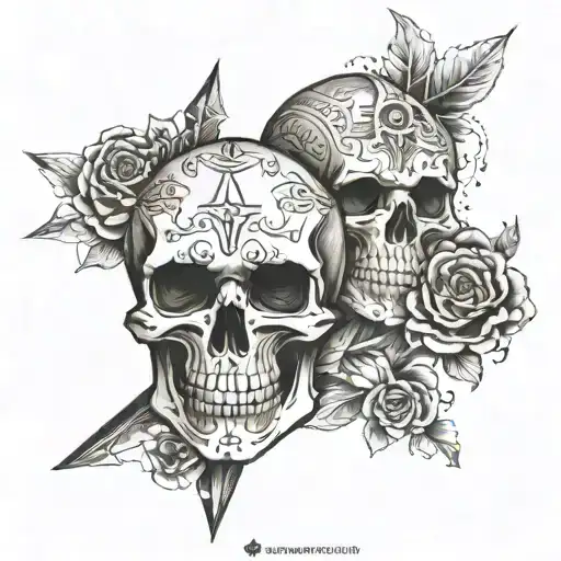 solo leveling rulers with dark skull tattoo design idea