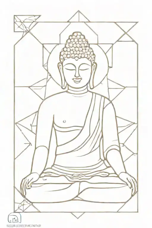 polygonal digital outline Buddhist tattoo design idea