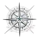 A compass surrounded by clouds and a crescent moon, representing the flight attendant's passion for travel and books tattoo design idea