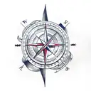 A compass surrounded by clouds and a crescent moon, representing the flight attendant's passion for travel and books tattoo design idea