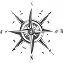 A compass surrounded by clouds and a crescent moon, representing the flight attendant's passion for travel and books tattoo design idea