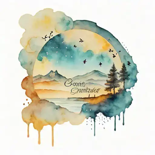 grandparents, sky, stars, writing, mining tattoo design idea