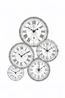 4 clock faces staggered vertically tattoo design idea