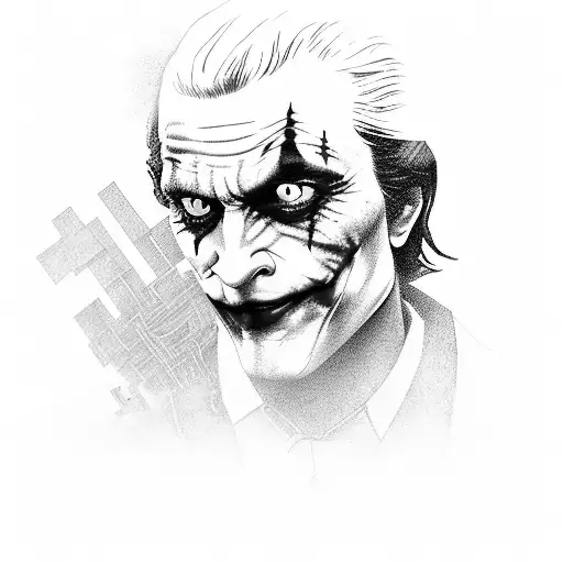 The joker as a detail, maze, eagle, deep, compas tattoo design idea