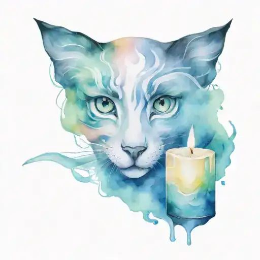 candle burning eyes looking tattoo design idea