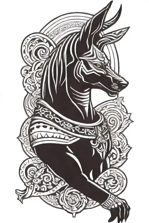 Anubis with scales in hand tattoo design idea