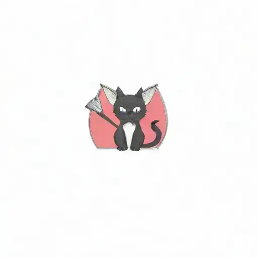 a cat with a bat on his head tattoo design idea