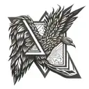 Phoenix awakening triangle feminine tattoo design idea