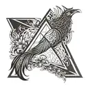 Phoenix awakening triangle feminine tattoo design idea