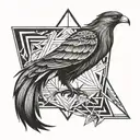Phoenix awakening triangle feminine tattoo design idea