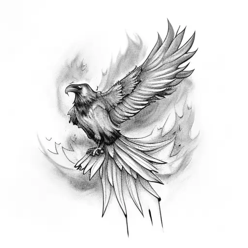 a raven and a phoenix tattoo design idea