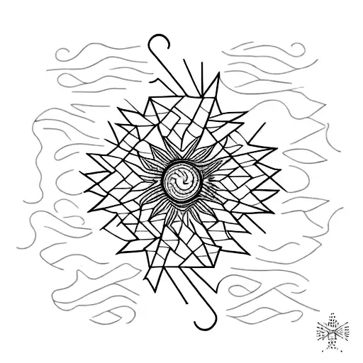 starburst with each different line a Morse code. here are the lines number 1 through . .. --.. .- .. .- .... / .-.. / .. tattoo design idea