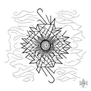 starburst with each different line a Morse code. here are the lines number 1 through . .. --.. .- .. .- .... / .-.. / .. tattoo design idea