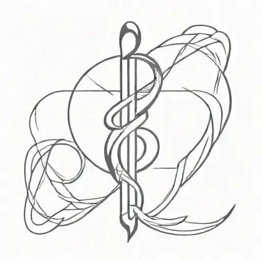 treble cliff and caduceus intertwined symbolizing tattoo design idea