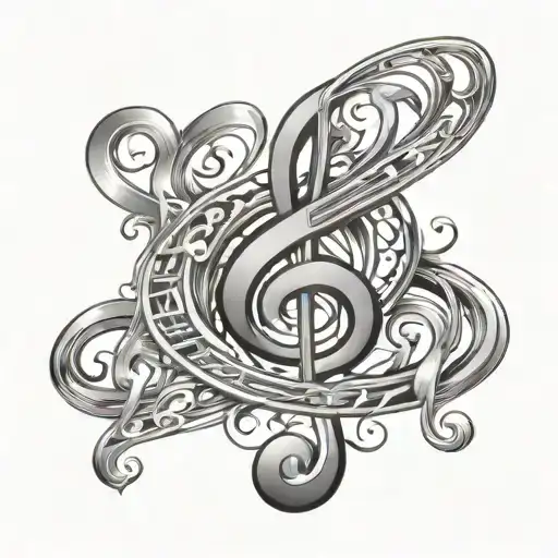 music note and caduceus intertwined tattoo design idea