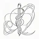 treble cliff and caduceus intertwined symbolizing tattoo design idea
