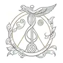treble cliff and caduceus intertwined symbolizing tattoo design idea