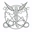 treble cliff and caduceus intertwined symbolizing tattoo design idea