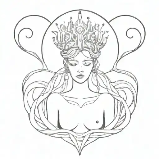 medussa woman king tattoo design idea
