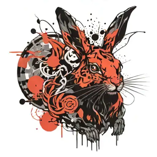 Chinese year of the  fire rabbit  tattoo design idea
