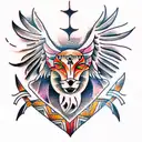 animal totem with eagle, fox, snake and baboon tattoo design idea