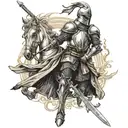 a knight holding a sword showing his loyalty tattoo design idea