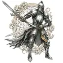 a knight holding a sword showing his loyalty tattoo design idea