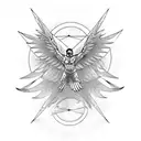 Icarus mid flight with chains holding him down. show a few feathers falling tattoo design idea