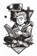 Fallout Vault Boy reading tattoo design idea