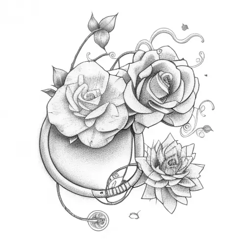 vines, flowers, a Robin, and the Golden Gate Bridge arm wrap tattoo tattoo design idea
