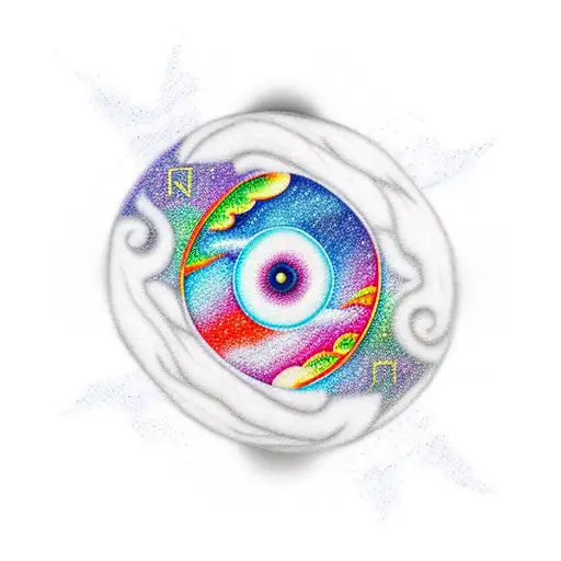 yin and Yang clouds stars road to riches half arm sleeve  tattoo design idea