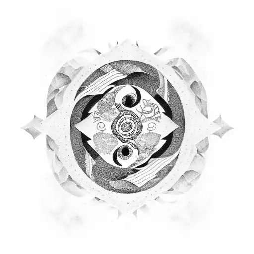 yin and Yang stars road to riches half arm sleeve  tattoo design idea