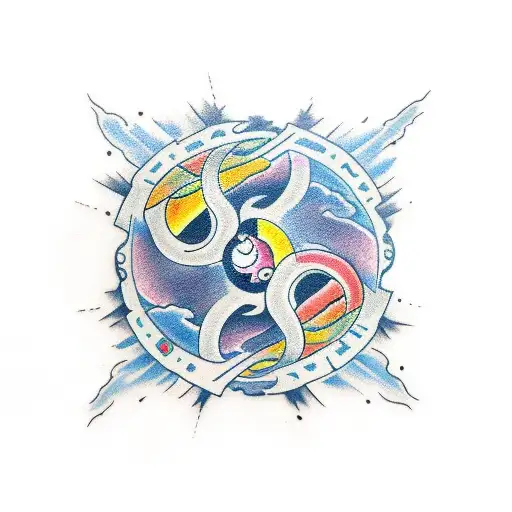 yin and Yang clouds stars road to riches half arm sleeve  tattoo design idea