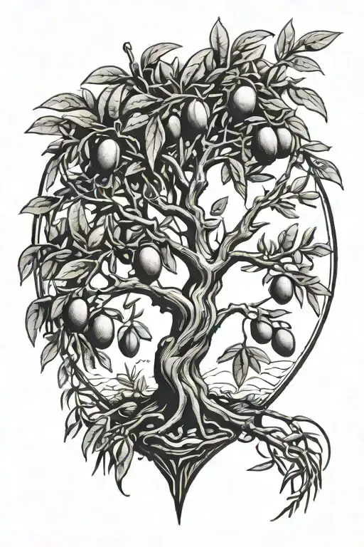 Olive tree broken heart hanging  tattoo design idea
