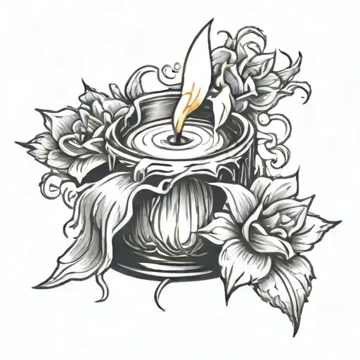 candle burning tattoo design idea