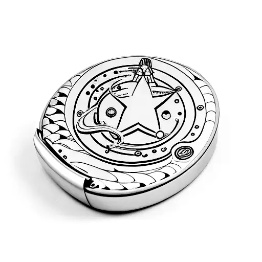 zippo lighter with a space draw on it shell tattoo design idea