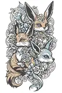 Eevee and Glaciola tattoo design idea