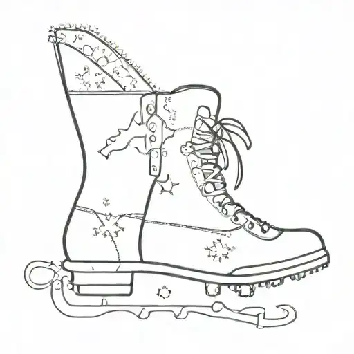 combining a world map, snowflakes, figure skates, and a Disney symbol tattoo design idea