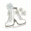 combining a world map, snowflakes, figure skates, and a Disney symbol tattoo design idea