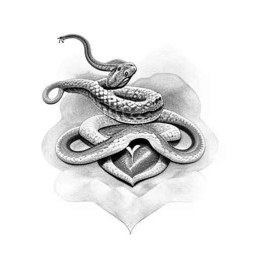 A snake wrapped around a heart ready to strike  tattoo design idea