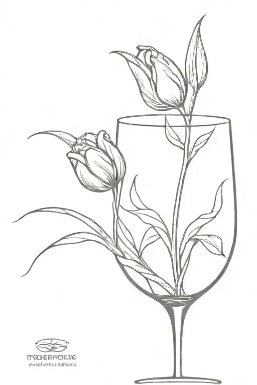 wine glass that looks like a tulip flower tattoo design idea