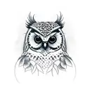buho en bosque tattoo design idea
