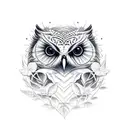 buho en bosque tattoo design idea