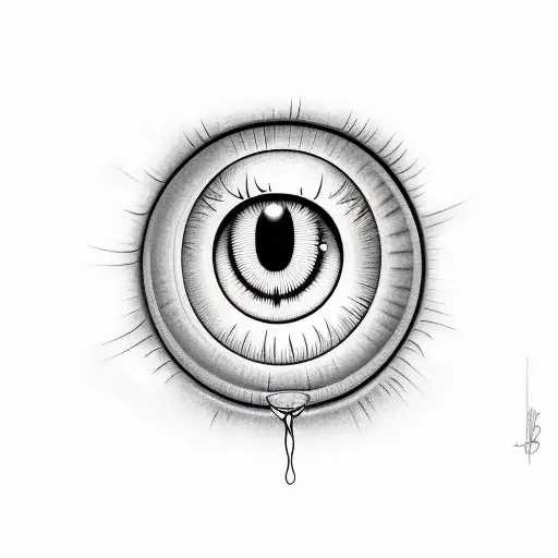 crying eyes tears discoball tattoo design idea
