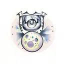 crying eyes discoball tattoo design idea