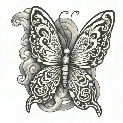 lung cancer ribbon butterfly emerging tattoo design idea