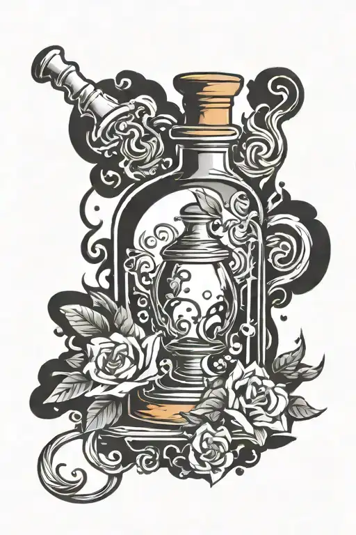 Magic potion bottle tattoo design idea