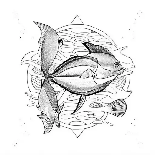 fish and water tattoo design idea
