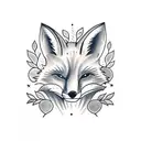 fox eating apple tattoo design idea