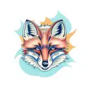 fox eating apple tattoo design idea